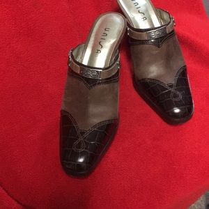 Heeled Western look slides